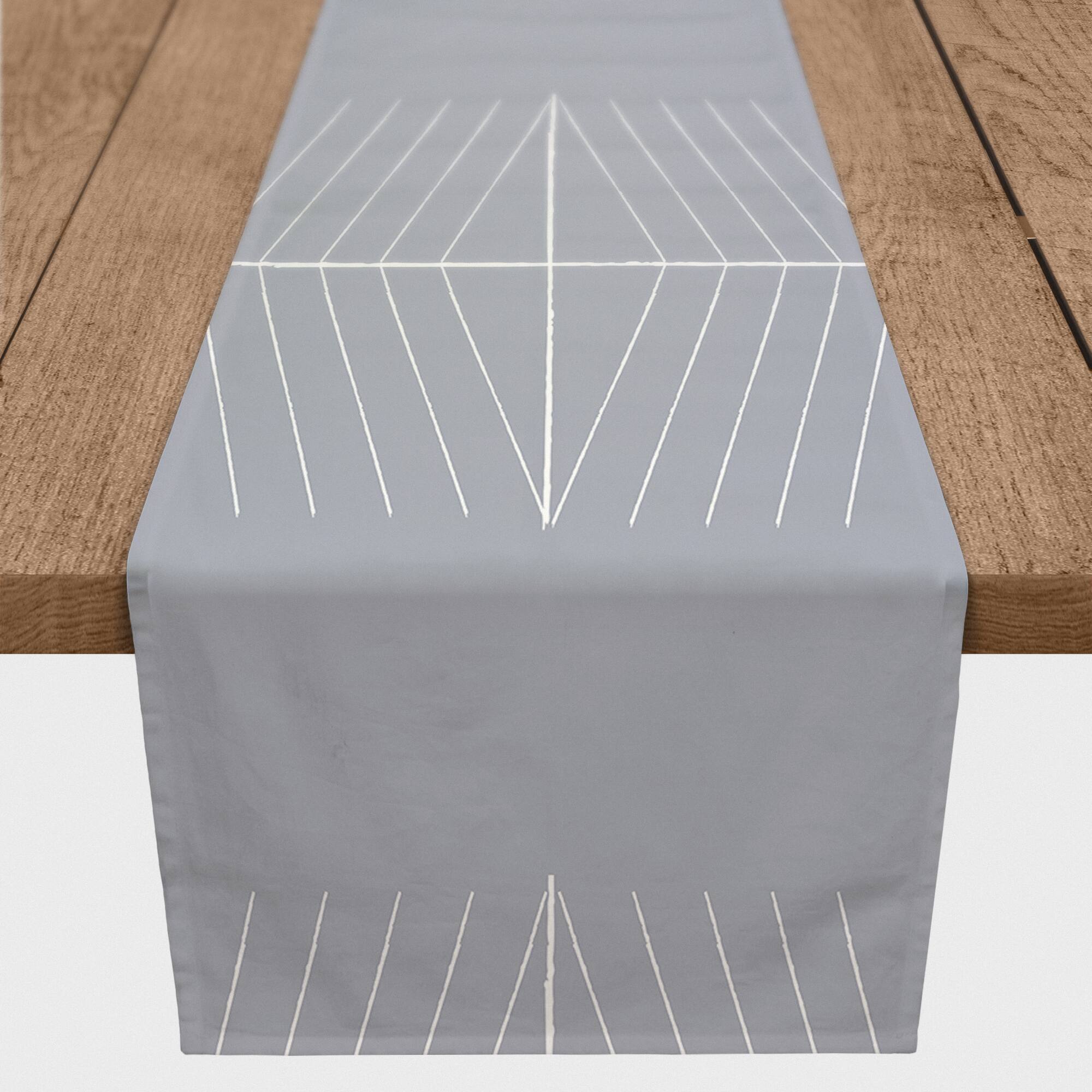 Dusty Blue Lines 16" x 72" Cotton Twill Runner